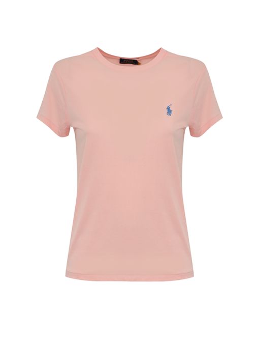 T-shirt con logo pony in cotone Pink POLO RALPH LAUREN | 211898698004